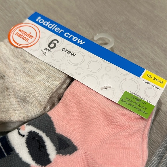 NWT Two sets of Wonder Nation Toddler Crew Socks Size 18-36mo - Picture 3 of 5